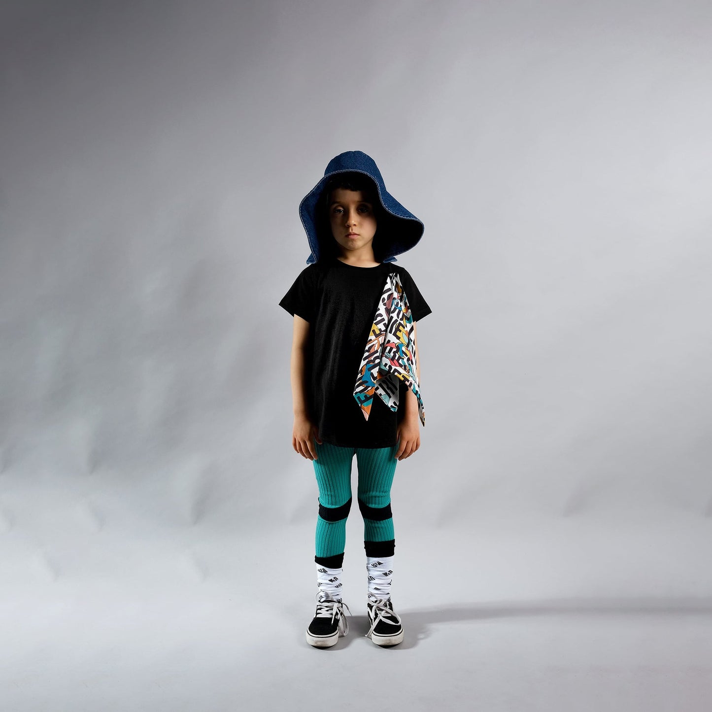 Girls Black Cotton Collar