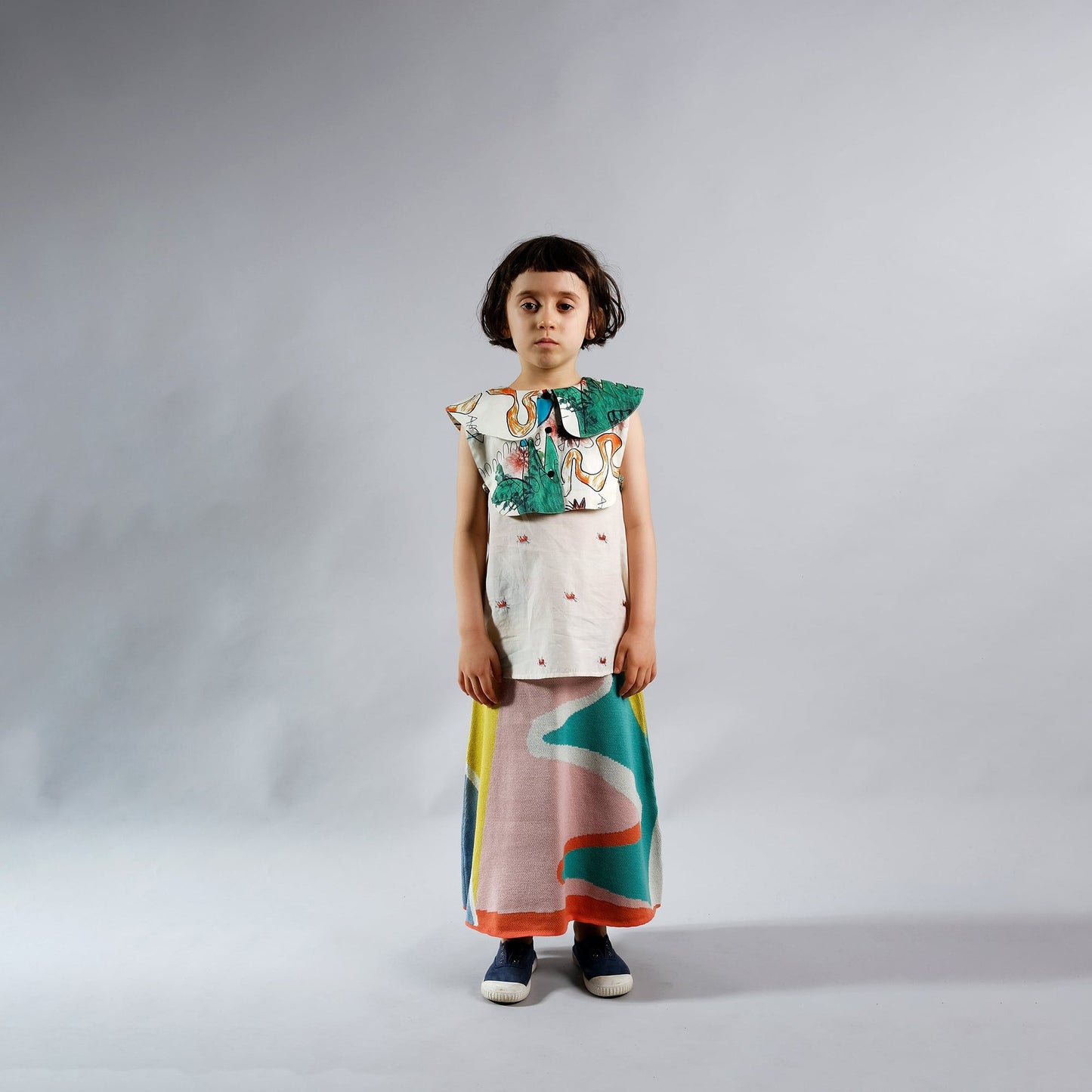 Girls Multicolour Landscape Cotton Skirt