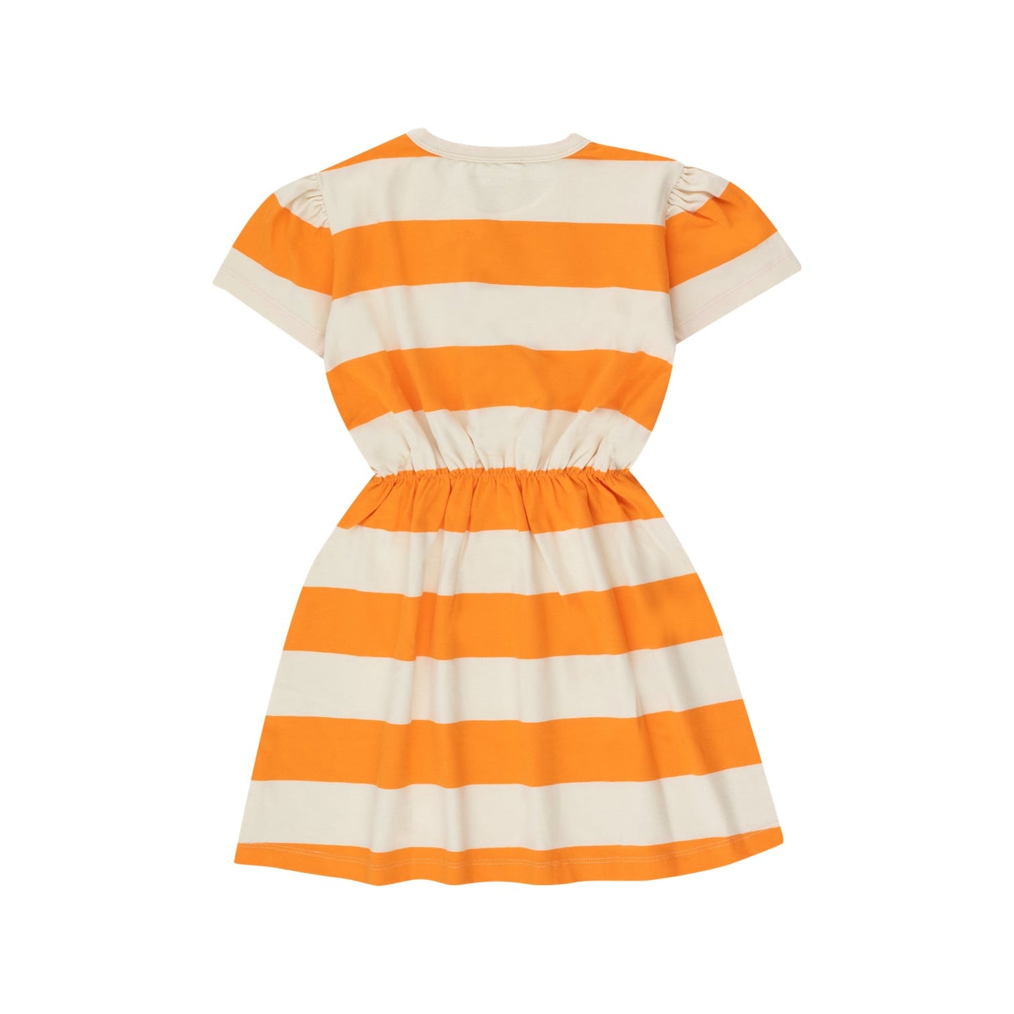 女童橙色条纹棉连衣裙