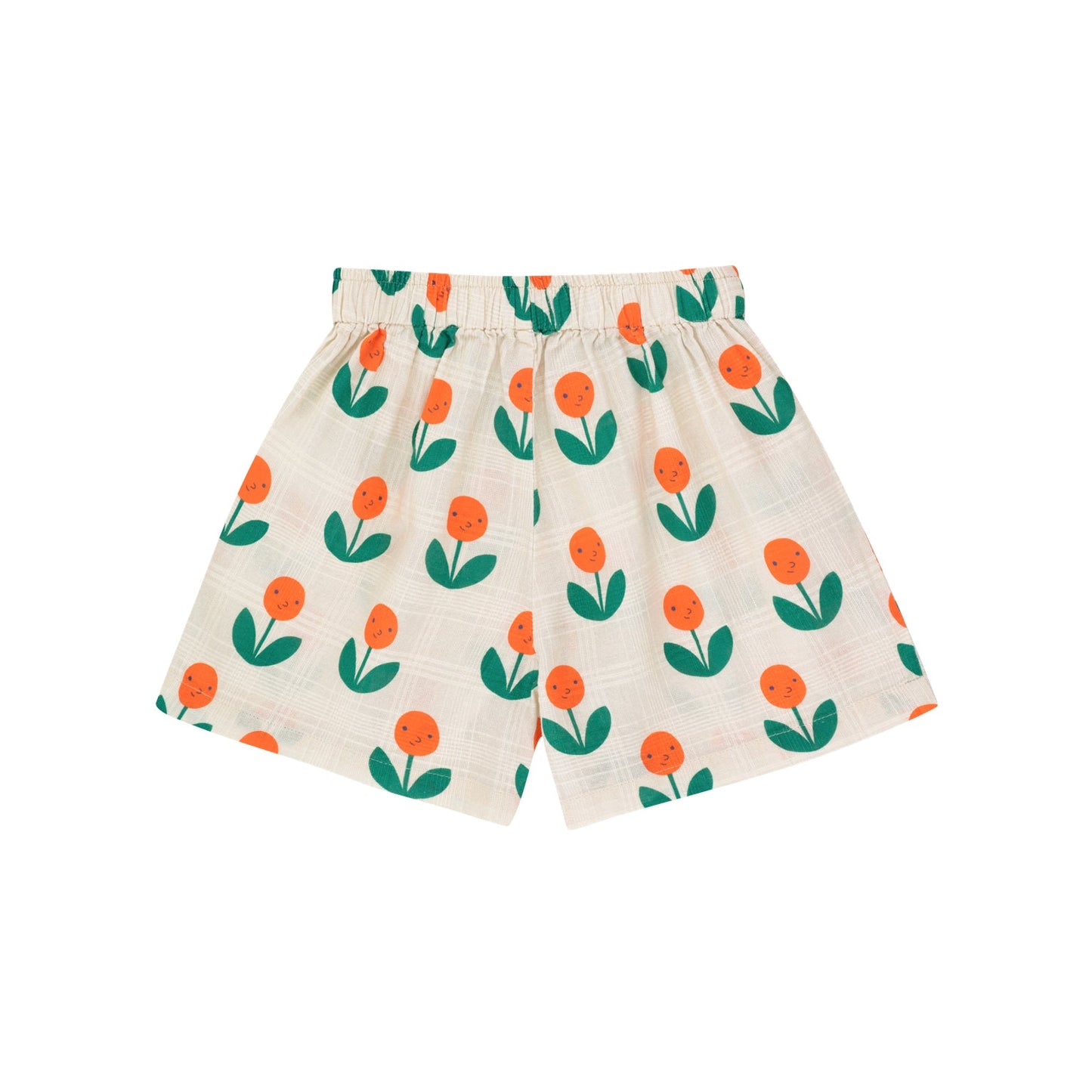 女童奶油白花朵棉短裤