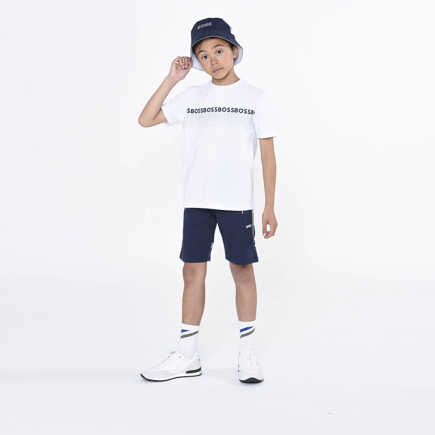 男童藏青色Logo渔夫帽