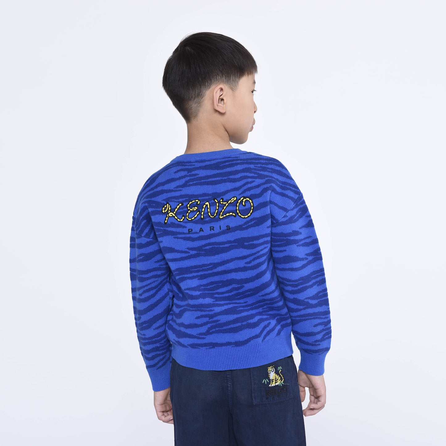 男童蓝色棉毛衣