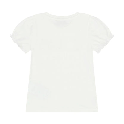 女童白色泰迪熊棉T恤