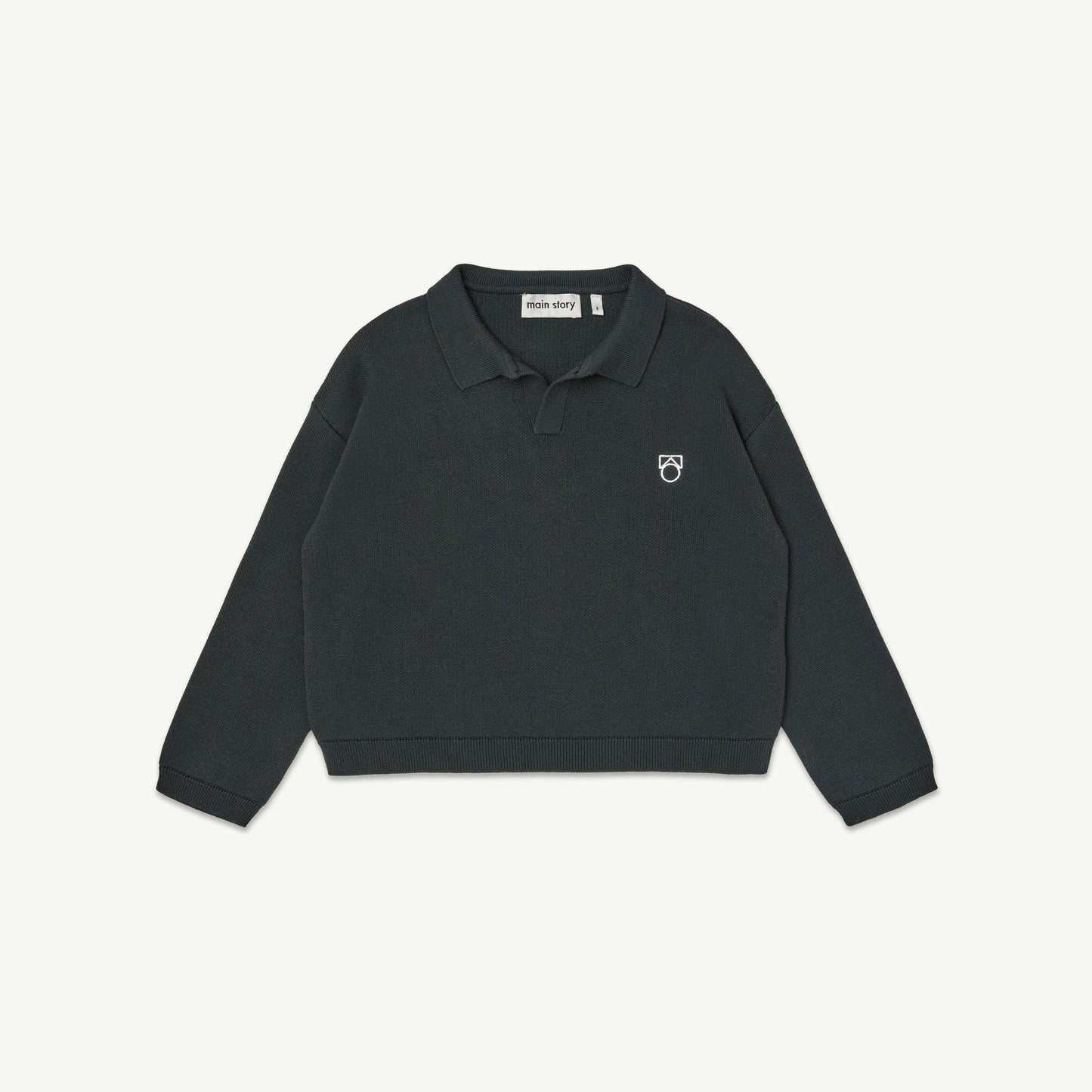 儿童深灰色刺绣Logo棉Polo衫