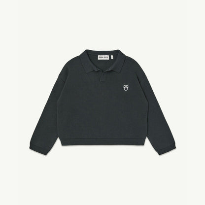 儿童深灰色刺绣Logo棉Polo衫