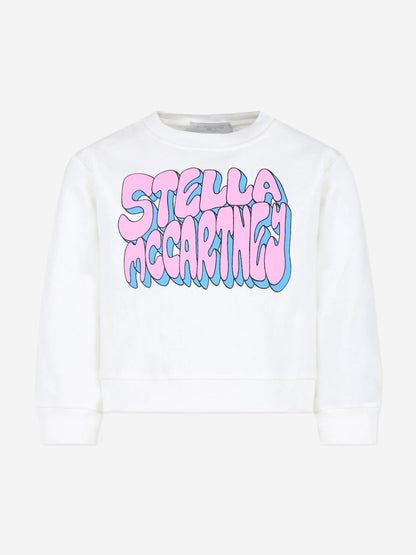 Stella McCartney 女童象牙色徽标印花运动衫