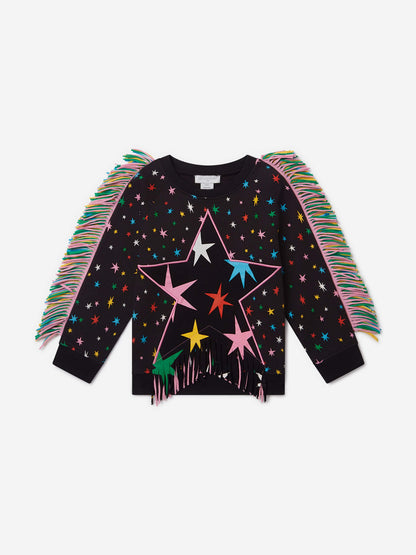 Stella McCartney 女童流苏星星毛衣裙（黑色）