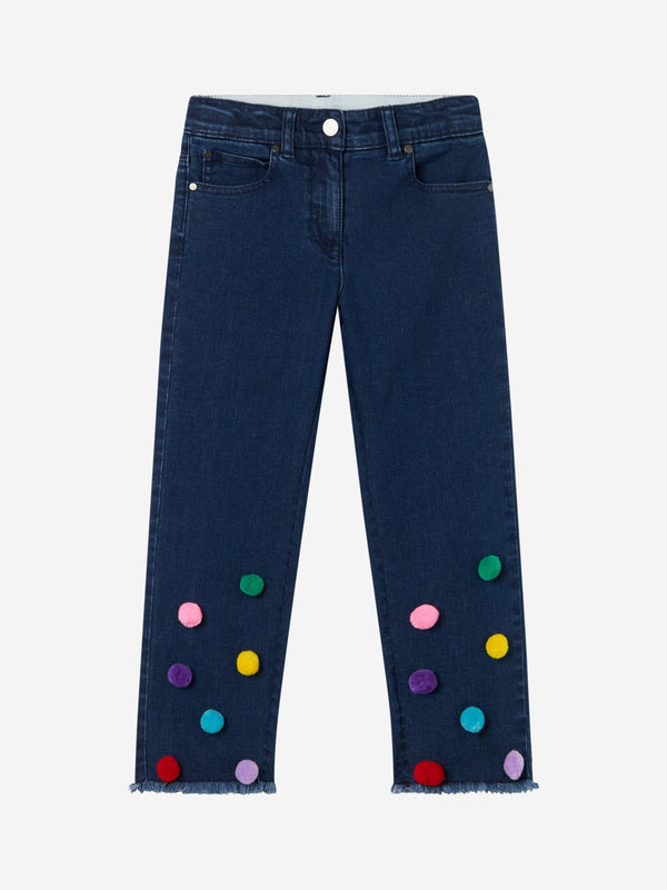 Stella McCartney Girls Pom Pom Jeans in Blue