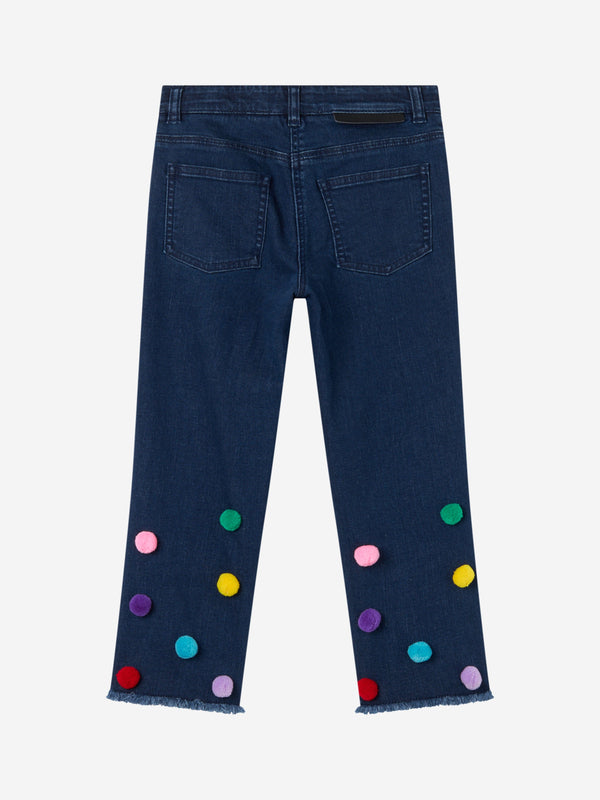 Stella McCartney Girls Pom Pom Jeans in Blue