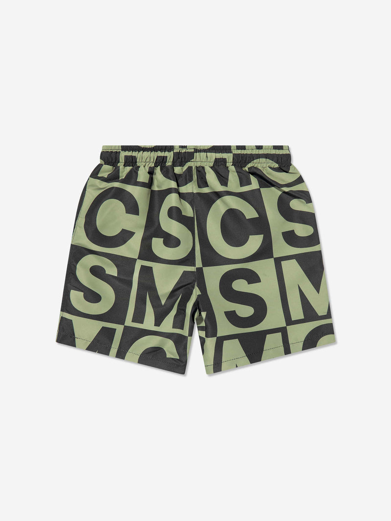 Stella McCartney Boys Logo Block Swim Shorts in Green