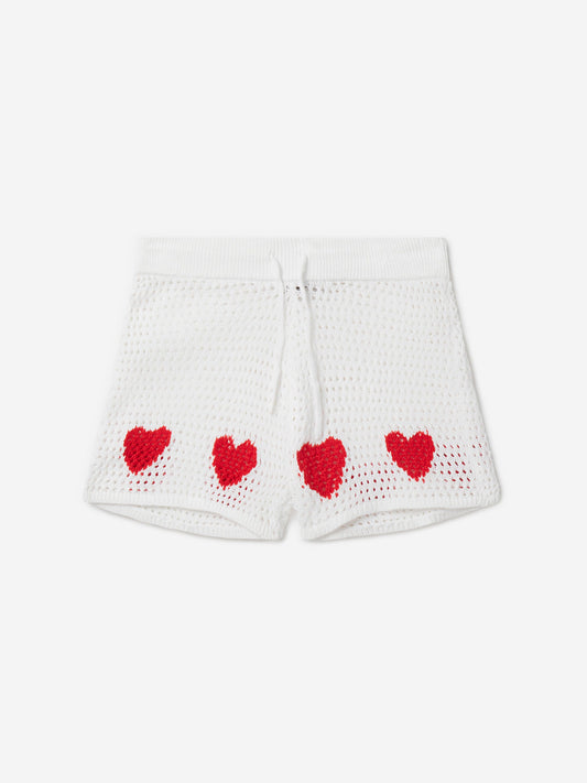 Stella McCartney 女童象牙色钩针心形短裤