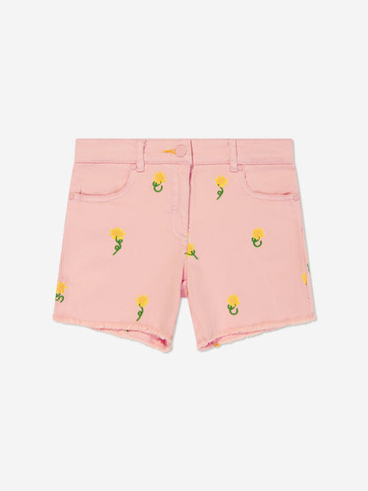 Stella McCartney 女童粉色刺绣花朵短裤