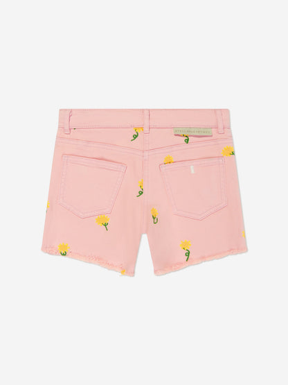 Stella McCartney 女童粉色刺绣花朵短裤