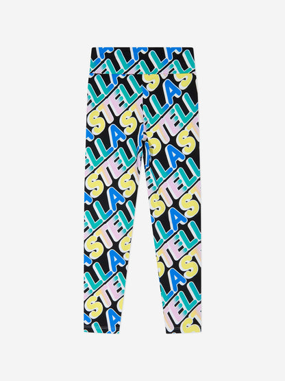 Stella McCartney 女童徽标运动紧身裤（黑色）
