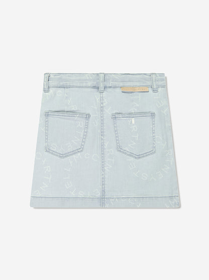 Stella McCartney 女童蓝色牛仔徽标半身裙