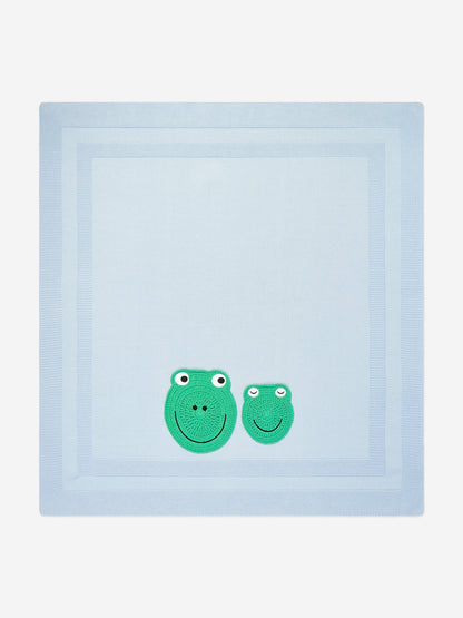 Baby Boys Cotton Frog Blanket in Blue (73cm)