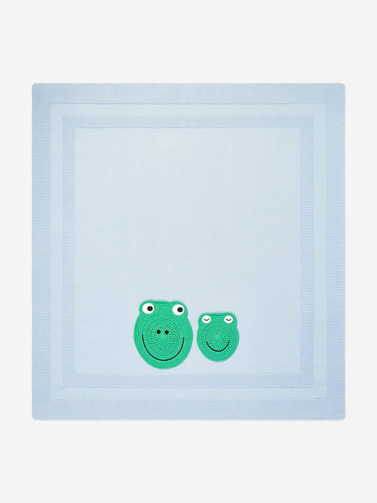 Baby Boys Cotton Frog Blanket in Blue (73cm)