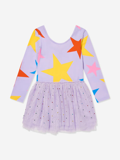Girls Star Jersey Dress in Purple