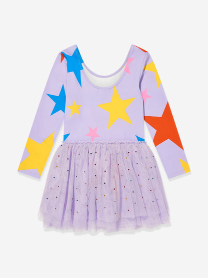 Girls Star Jersey Dress in Purple