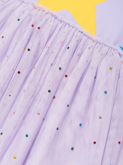 Girls Star Jersey Dress in Purple