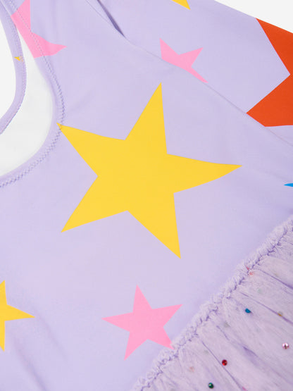 Girls Star Jersey Dress in Purple