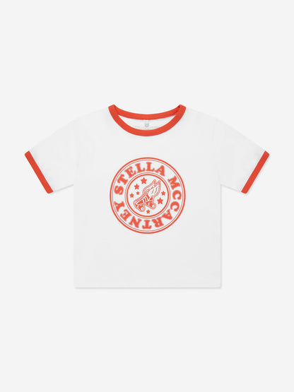 Girls Logo Print Cropped T-Shirt in White