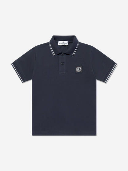 Boys Compass Logo Polo Shirt in Navy