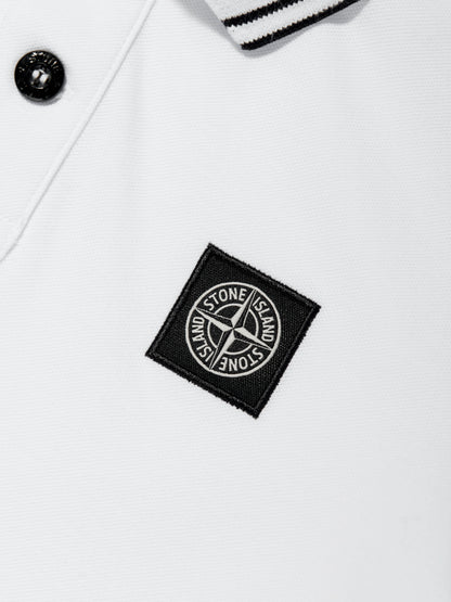 Boys Compass Logo Polo Shirt in White