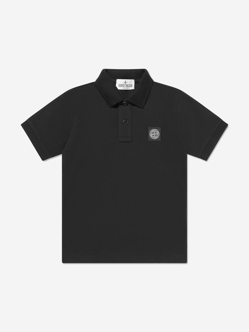 Boys Compass Logo Polo Shirt in Black