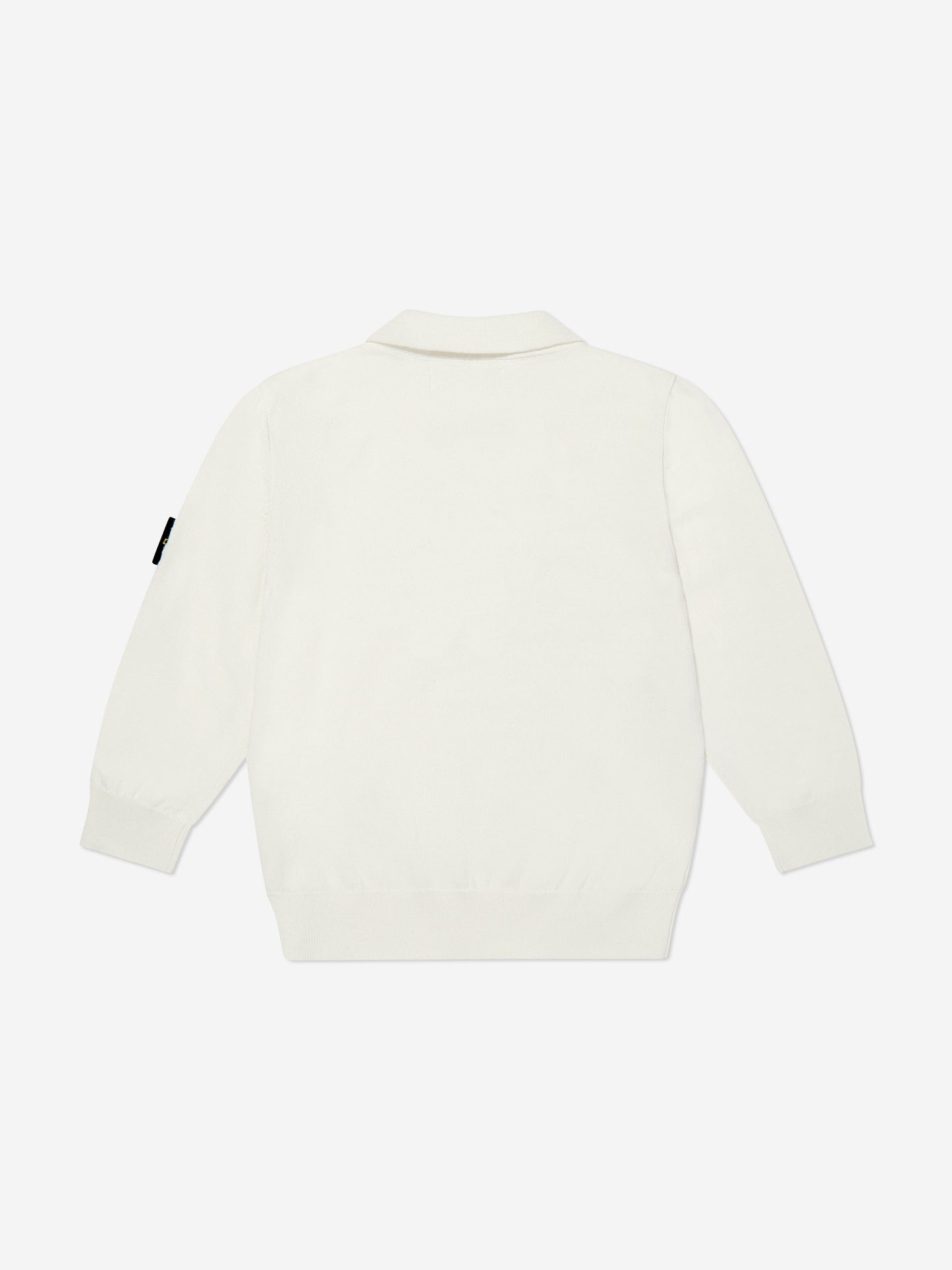 Boys Long Sleeve Knit Polo Shirt in White