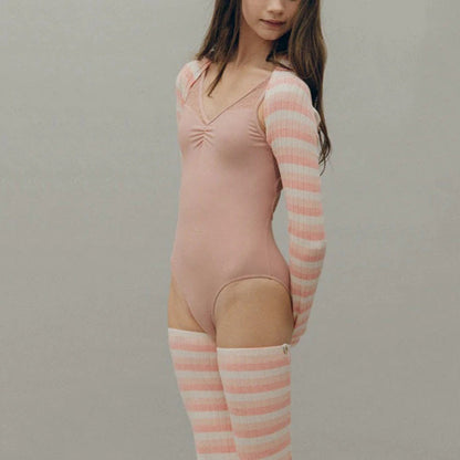 女士粉色条纹芭蕾舞披肩