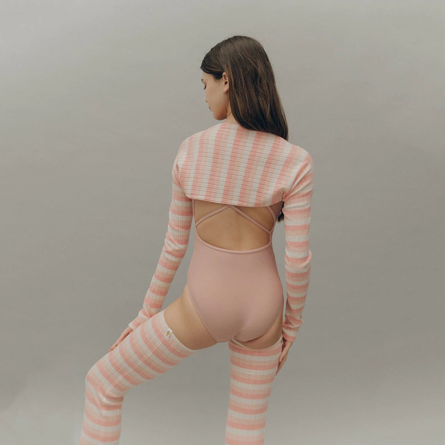 女士粉色条纹芭蕾舞披肩