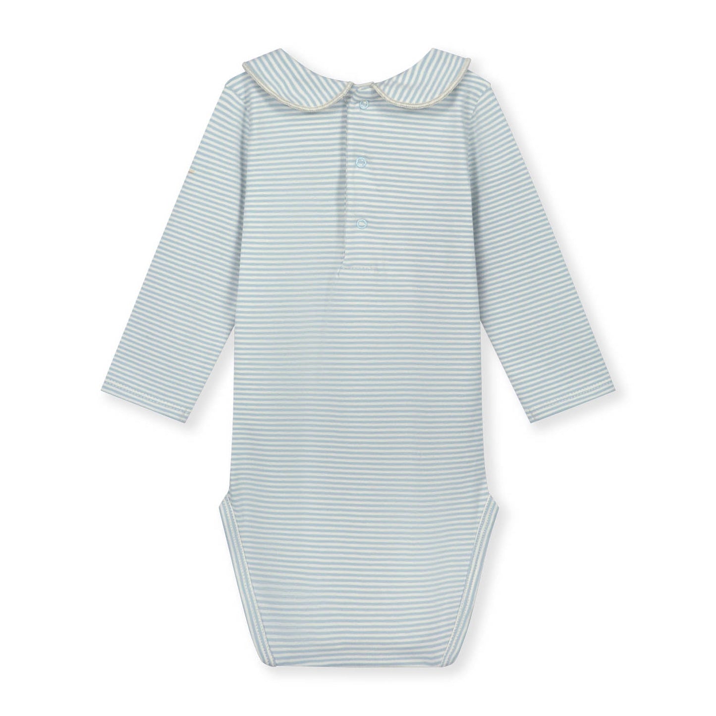 婴儿天空蓝条纹棉连体衣