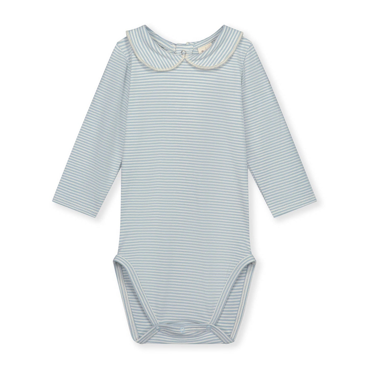婴儿天空蓝条纹棉连体衣