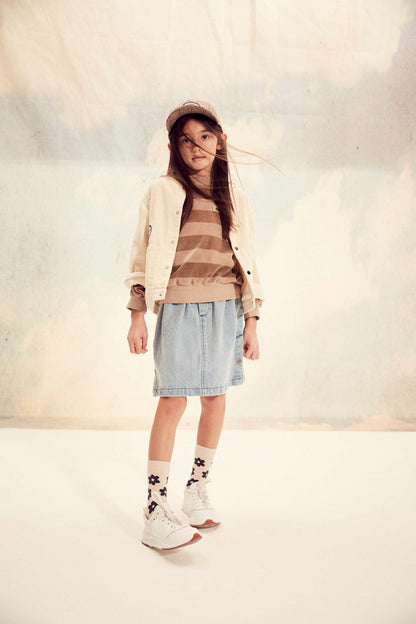 儿童棕色条纹棉卫衣