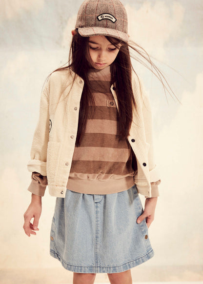 儿童棕色条纹棉卫衣