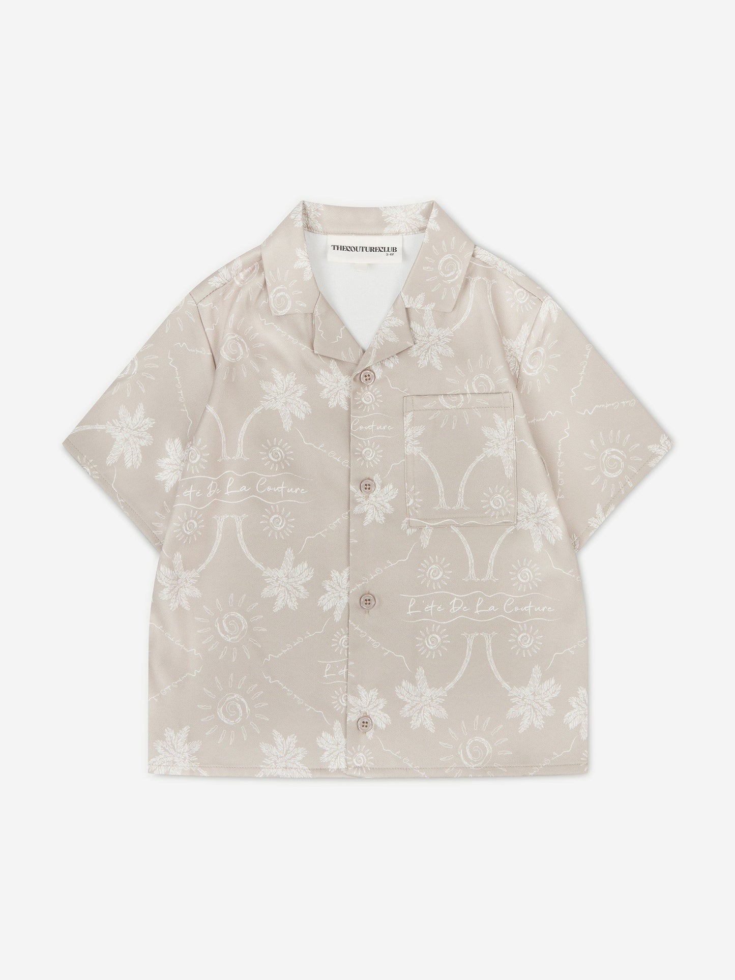 The Couture Club 儿童棕榈印花刺绣衬衫（米色）