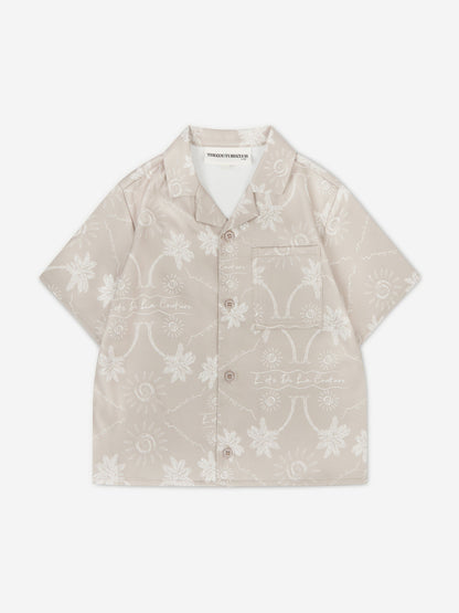 The Couture Club 儿童棕榈印花刺绣衬衫（米色）