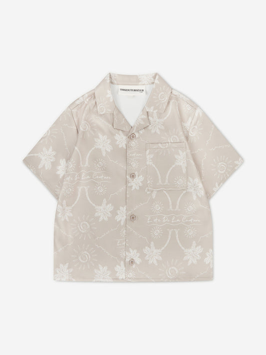 The Couture Club 儿童棕榈印花刺绣衬衫（米色）