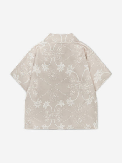 The Couture Club 儿童棕榈印花刺绣衬衫（米色）