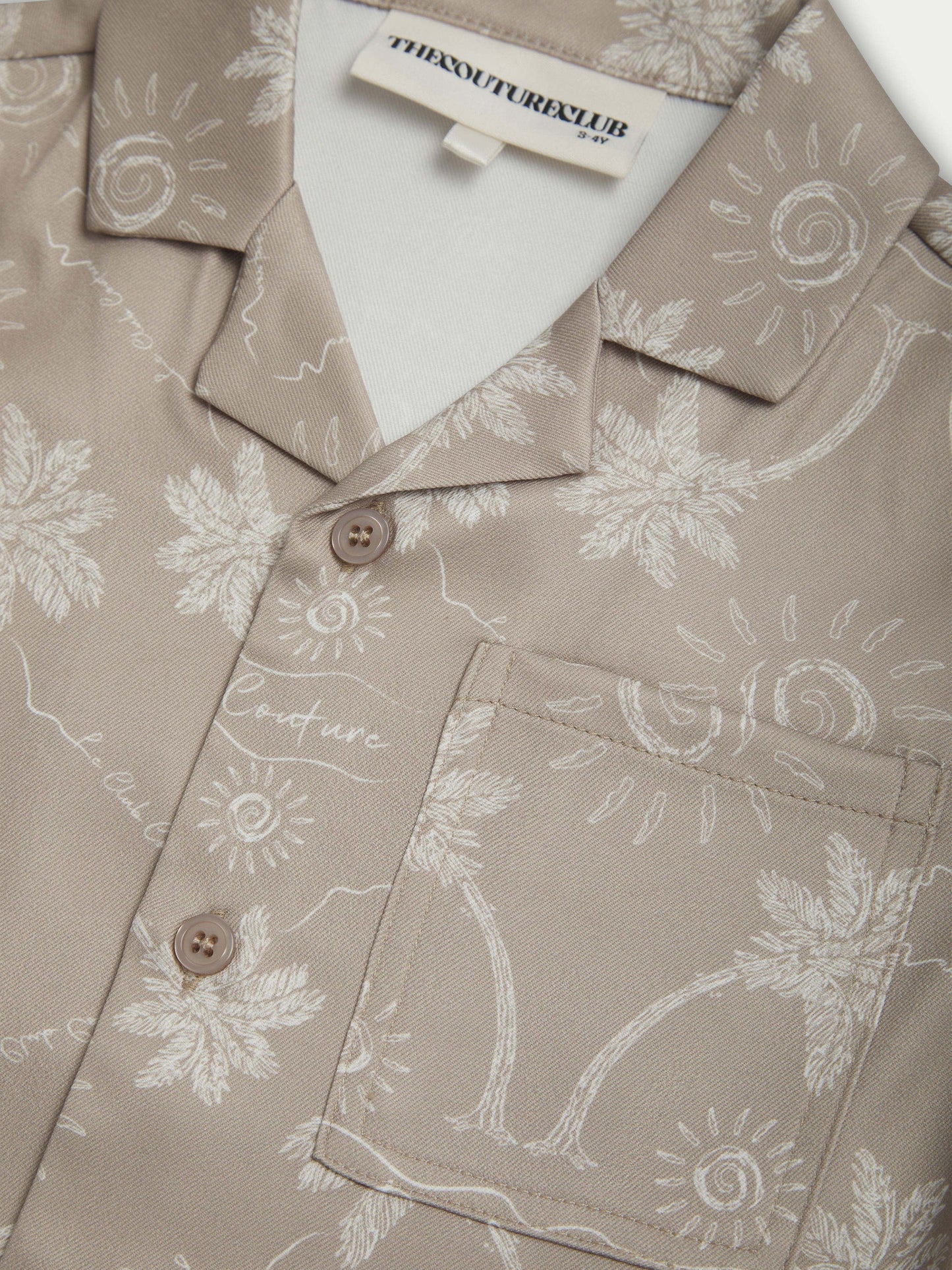 The Couture Club 儿童棕榈印花刺绣衬衫（米色）