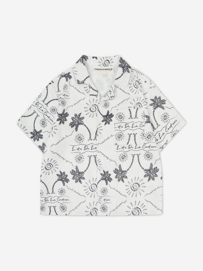 The Couture Club 儿童棕榈印花刺绣衬衫（白色）