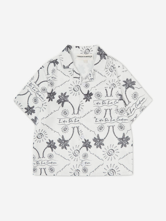 The Couture Club 儿童棕榈印花刺绣衬衫（白色）