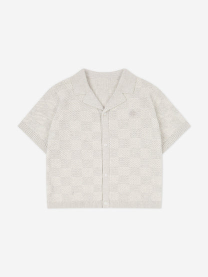 The Couture Club 儿童针织棋盘格衬衫（灰色）