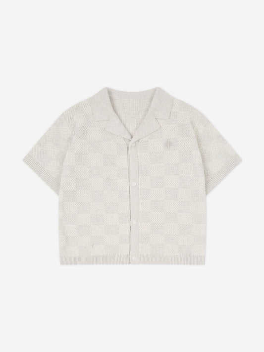 The Couture Club 儿童针织棋盘格衬衫（灰色）