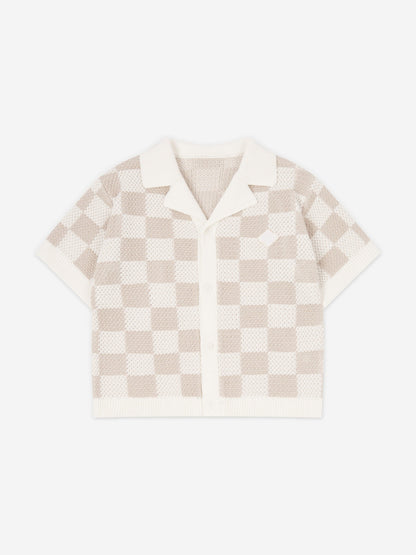 The Couture Club 儿童针织棋盘格衬衫（象牙色）