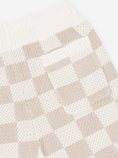 Couture Club 儿童针织棋盘格短裤（象牙色）