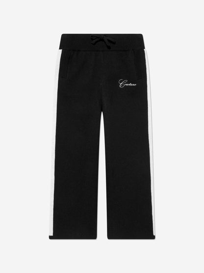 Kids Side Stripe Knitted Joggers in Black