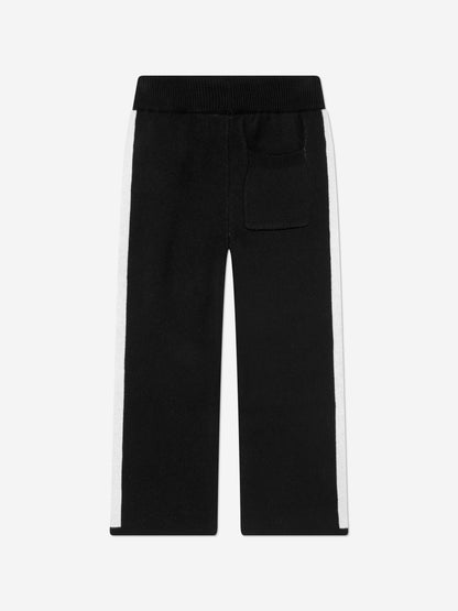 Kids Side Stripe Knitted Joggers in Black
