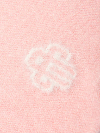 The Couture Club Kids Fluffy Knit Emblem Jumper in Pink